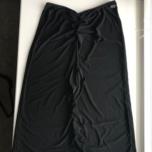 Black Midi Skirt with Ruffles Size L NEVER WORN